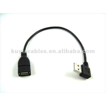 20cm USB 2.0 A macho ángulo recto al cable de extensión femenino del USB Cable de datos de M / F Adaptador del usb del ángulo recto de la PC